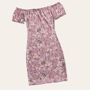 Shein Vcay Off Shoulder Lettuce Trim Allover Floral Print Dress 💕